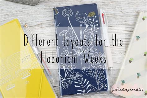 The different layouts you can do in the Hobonichi Weeks (and .